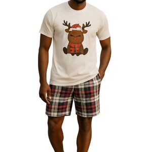 Festive Reindeer Graphic Tee - Cream